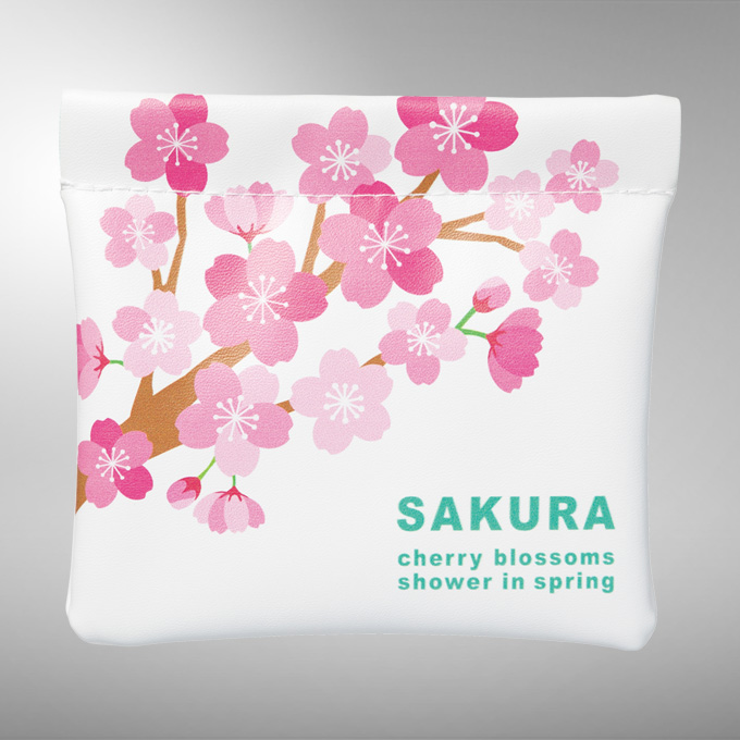 レザー調バネ式ミニポーチ・桜