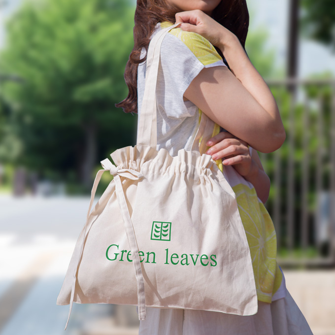 厚手コットンギャザーバッグ