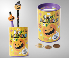ペン立て缶貯金箱ハロウィン