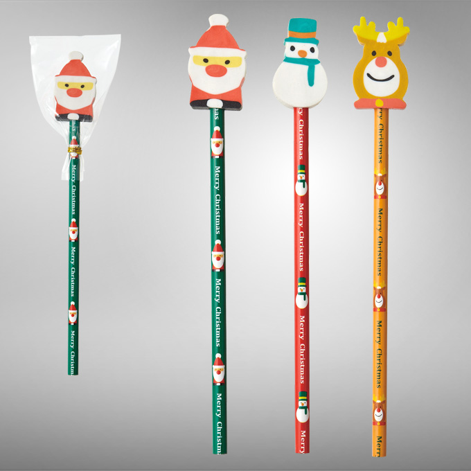 クリスマス消しゴム付鉛筆1P