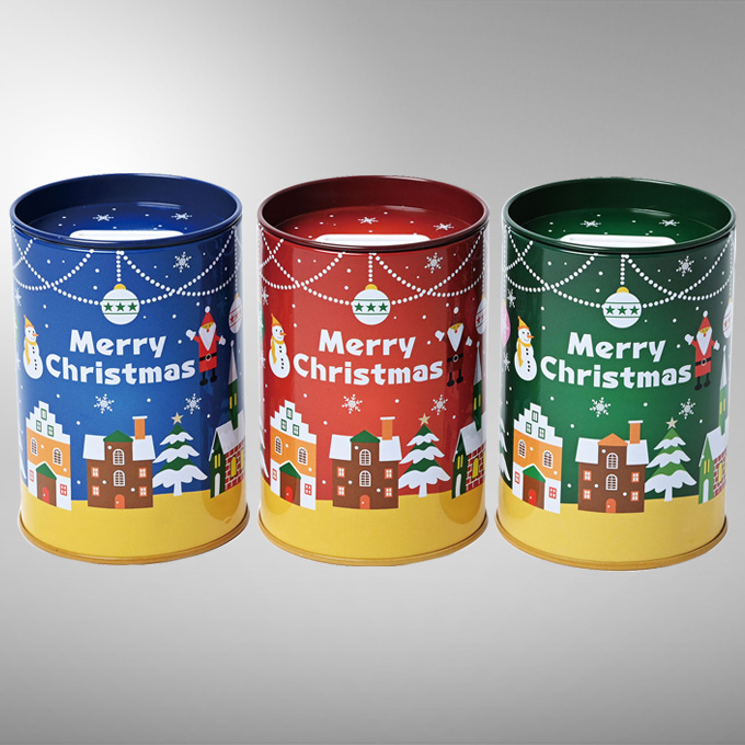 クリスマス・ペン立て缶貯金箱