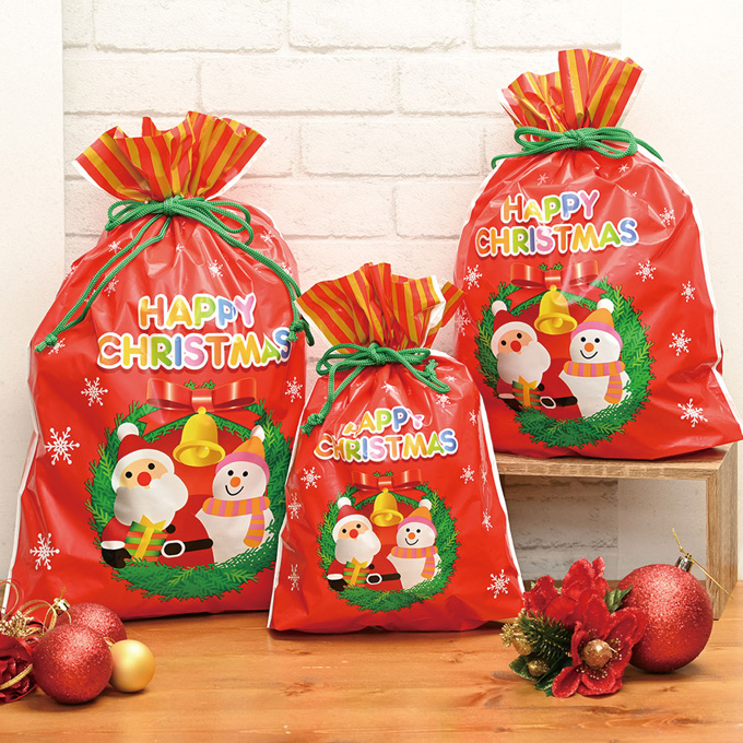 クリスマス巾着ギフトバッグ