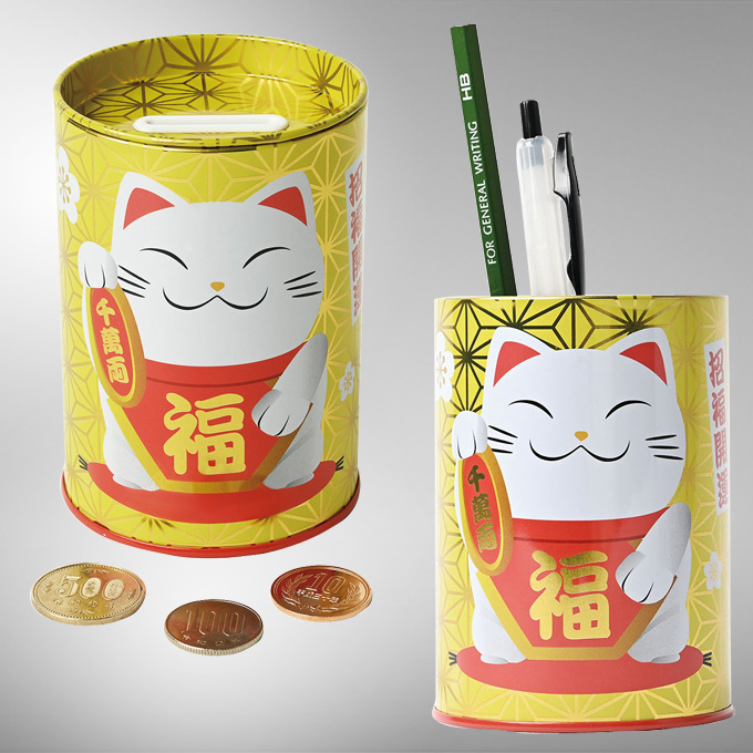 招き猫・ペン立て缶貯金箱